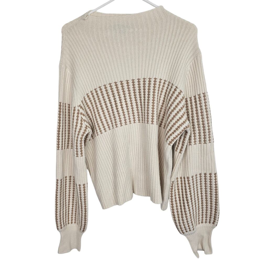French Connection Sweater Knit Sweater Women L Tan Mock Neck Sweater Pullover